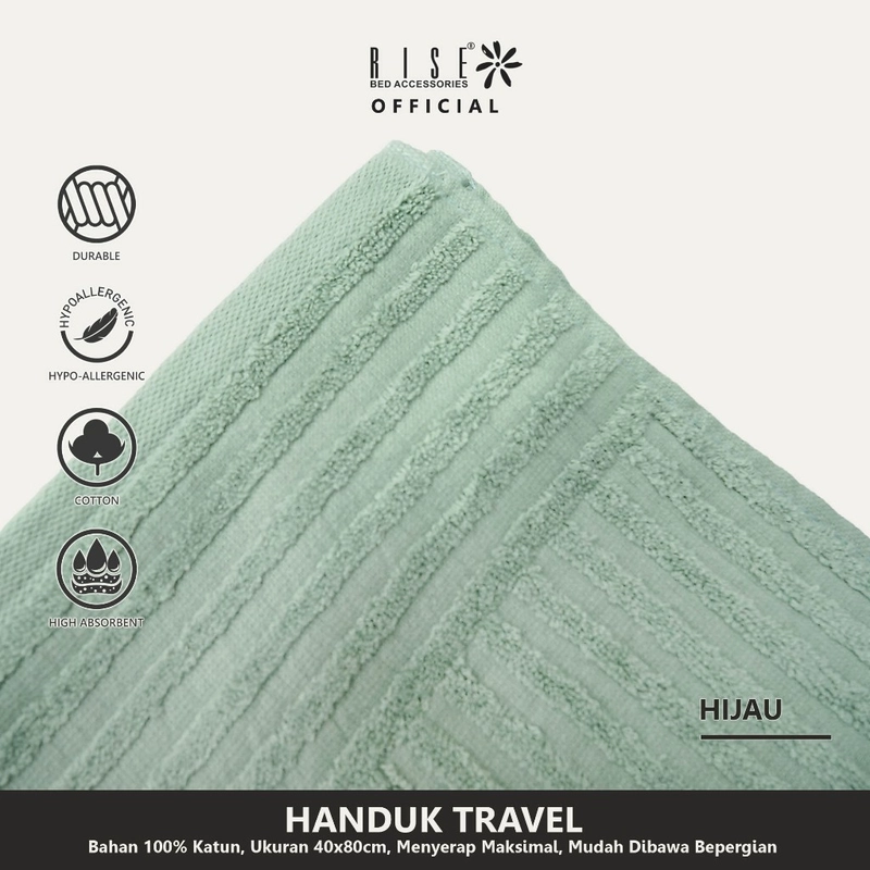 Product image Rise Handuk Travel Katun Premium 40X80 all variant Hijau muda
